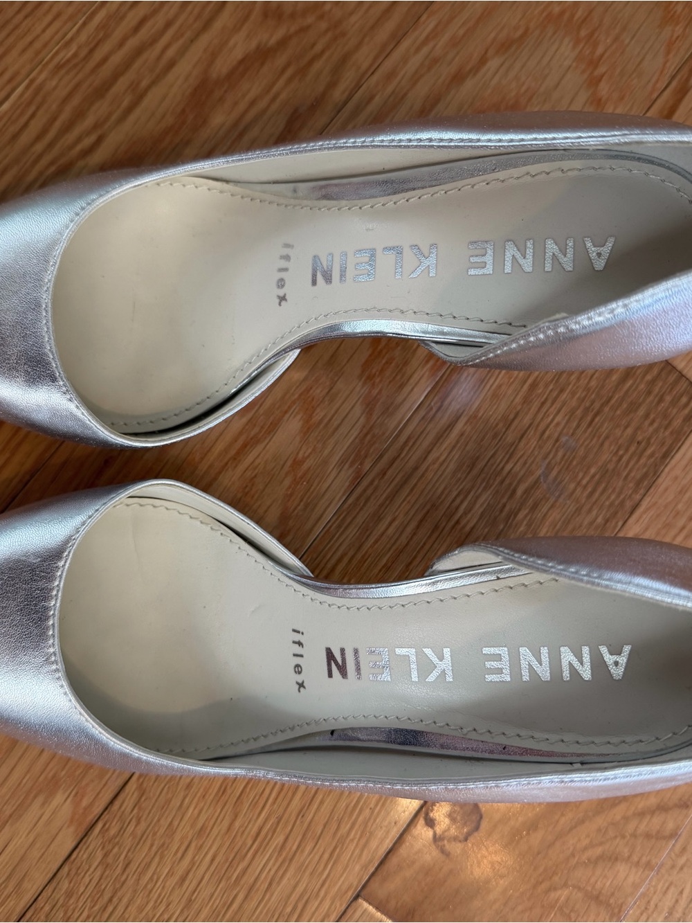Anne Klein Metallic Silver Pointed-Toe Pumps - Picture 2 of 6